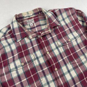 Lucky Brand Flannel Shirt Womens XL Classic Fit Button Up Plaid Mauve Purple
